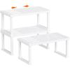 Lifewit Cabinet Shelf Organiser, Expandable Countertop Kitchen Shelves, Plastic Shelf Riser for Pantry Kitchen Storage and Spice Rack, Set of 2, 40 x 21 x 18cm/16 x 8 x 7 inch, White(3)