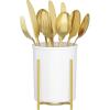 Lifewit Plastic Silverware Holder for Kitchen Countertop, Cutlery Flatware Caddy with Metal Bracket, Utensil Spoon Fork knives Organizer for Party Picnic, Gold, 2 Pack(1)