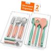 Lifewit Silverware Drawer Organizer, 5.75″ x 11.65″ Clear Utensil Tray for Kitchen Drawer, Stackable Plastic Flatware and Cutlery Storage Box Divider for Spoons Forks Knives Tools, 2 Pack(2)