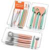 Lifewit Silverware Drawer Organizer, 5.75″ x 11.65″ Clear Utensil Tray for Kitchen Drawer, Stackable Plastic Flatware and Cutlery Storage Box Divider for Spoons Forks Knives Tools, 2 Pack(3)