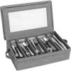 Lifewit Silverware Storage Box, Covered Flatware Organizer with Zipper Lid, 5 Compartment Cutlery Case with Adjustable Divider and Handle, Utensil Container for Spoon Fork Knives, 1 Pack(1)