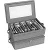 Lifewit Silverware Storage Box, Covered Flatware Organizer with Zipper Lid, 5 Compartment Cutlery Case with Adjustable Divider and Handle, Utensil Container for Spoon Fork Knives, 1 Pack(2)