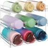 Lifewit Stackable Water Bottle Organizer for Cabinet, Plastic Bottle Holder Fits Bottles & Tumblers up to 3.8″ Diameter, Pantry, Countertop & Fridge, Holds 6 Bottles(9-bottle(3-tier))