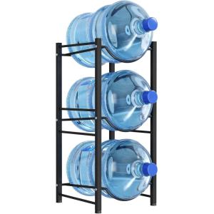 Lifewit 5 Gallon Water Jug Holder, 3 Tier Water Bottle Stand, Heavy Duty Water Dispenser Rack with 3 Slots for Gallon Jugs, Detachable Water Storage Shelf Organizer for Home Living Room Office, Black(3-slot)
