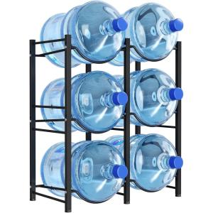 Lifewit 5 Gallon Water Jug Holder, 3 Tier Water Bottle Stand, Heavy Duty Water Dispenser Rack with 3 Slots for Gallon Jugs, Detachable Water Storage Shelf Organizer for Home Living Room Office, Black(6-slot)