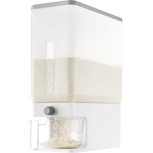 Lifewit Rice Dispenser 25 Lbs(11.3kg), Rice Storage Container Sealed Moisture Proof with Measuring Cup for Kitchen Pantry Household, BPA-Free, 1 Pack Grey(Clear)
