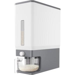 Lifewit Rice Dispenser 25 Lbs(11.3kg), Rice Storage Container Sealed Moisture Proof with Measuring Cup for Kitchen Pantry Household, BPA-Free, 1 Pack Grey(Light Grey)