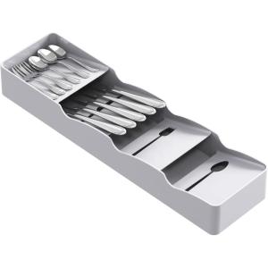 Lifewit Small Flatware Drawer Organizer, Compact Narrow Silverware Tray for Kitchen Drawers, Plastic Cutlery Holder for Spoons, Forks, Knives – Fits Small & Slim Kitchen Drawers, Gray(1)