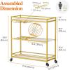 Lifewit Bar Cart, 3 Tier Wine Rolling Cart with Lockable Wheels, 12 Glass Holders and 4 Wine Rack, Home Serving Drink Liquor Cart for Kitchen Dining Living Room, 31.6″ x 13.1″ x 33.9″, Gold