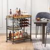Lifewit Bar Cart, Home Bar Serving Cart, 3 Tier Drink Cart with 12 Wine Bottle Racks, Liquor Beverage Cart for Kitchen Dining Livingroom, 30 x 15.7 x 36.6 inch, Removable Top Tray, Rustic Brown