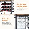 Lifewit Bar Cart, Home Bar Serving Cart, 3 Tier Drink Cart with 12 Wine Bottle Racks, Liquor Beverage Cart for Kitchen Dining Livingroom, 30 x 15.7 x 36.6 inch, Removable Top Tray, Rustic Brown