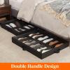 Lifewit Under Bed Shoe Storage Organizer 1 Pack(14 Pairs), 4.3″ Tall Fabric Shoes Container Box, Foldable Closet Shoe Bag with 2 Reinforced Handles and Clear Cover, Black(Black)