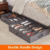 Lifewit Under Bed Shoe Storage Organizer 1 Pack(14 Pairs), 4.3″ Tall Fabric Shoes Container Box, Foldable Closet Shoe Bag with 2 Reinforced Handles and Clear Cover, Black(Gray)