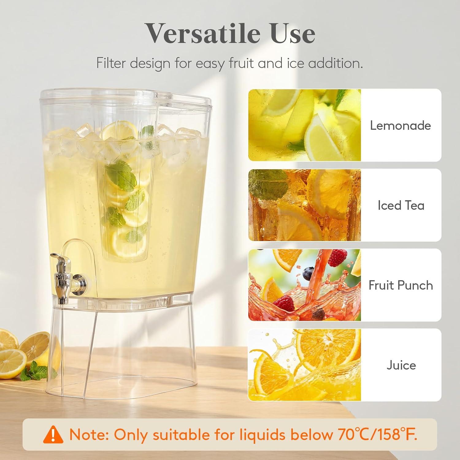 image:imageLifewit 2 Gallon Drink Dispenser for Parties 2 Pcs Large Plastic Beverage Container for JuiceTeaSoda with Stand amp Ice Core Clear Lemonade Dispenser with Spigot BPA Free Water Pitcher for Hosting2