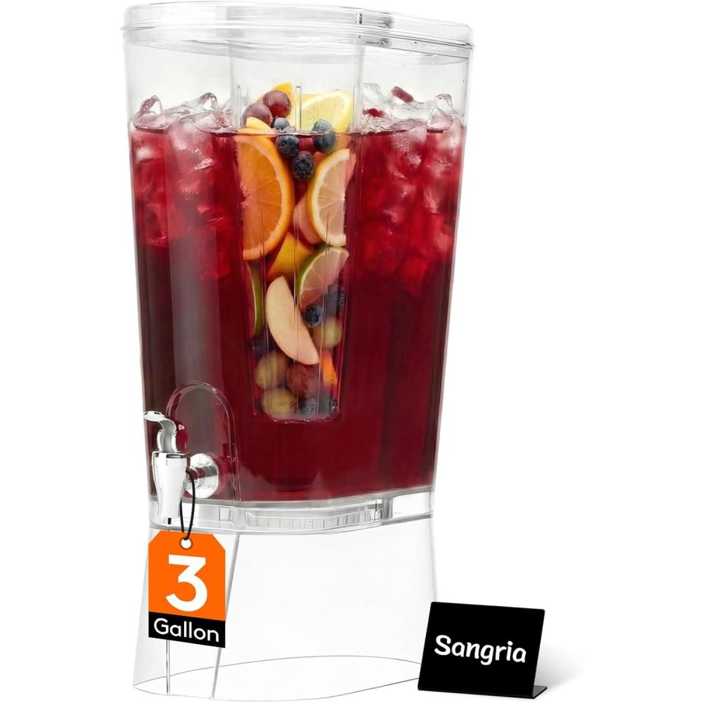 image:imageLifewit 3 Gallon Drink Dispenser for Parties Large Plastic Beverage Container for JuiceTeaSoda with Stand amp Ice Core Clear Lemonade Dispenser with Spigot BPA Free Water Pitcher for Hosting1