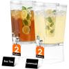 Lifewit 2 Gallon Drink Dispenser for Parties 2 Pcs, Large Plastic Beverage Container for Juice/Tea/Soda with Stand & Ice Core, Clear Lemonade Dispenser with Spigot, BPA Free Water Pitcher for Hosting(2)