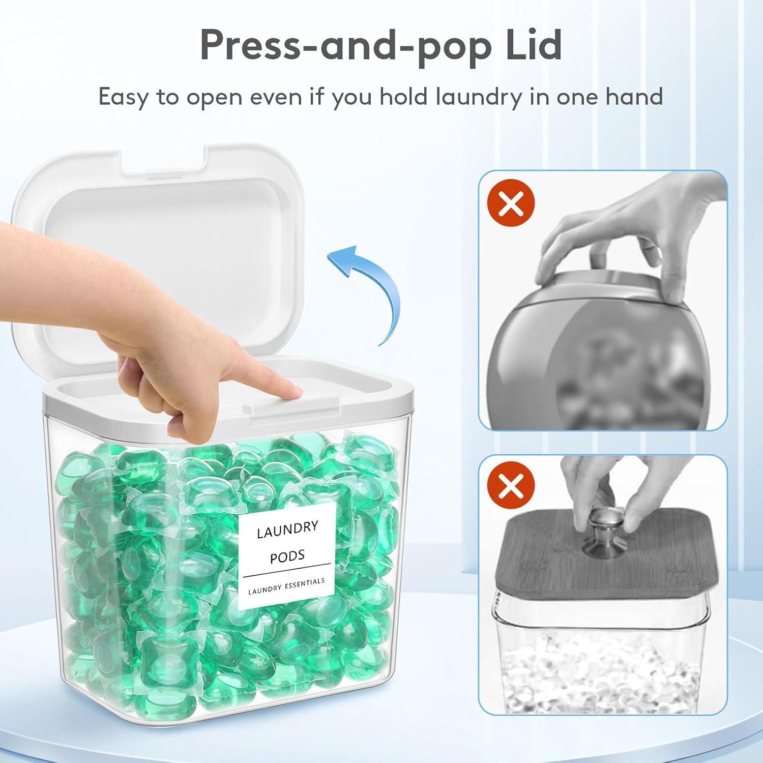 image:imageLifewit Laundry Pods Container with Popup Lid Laundry Room Organization Dryer Sheet Holder for Washing Powder Scent Booster Beads 2700 ml072gal4 Pcs2