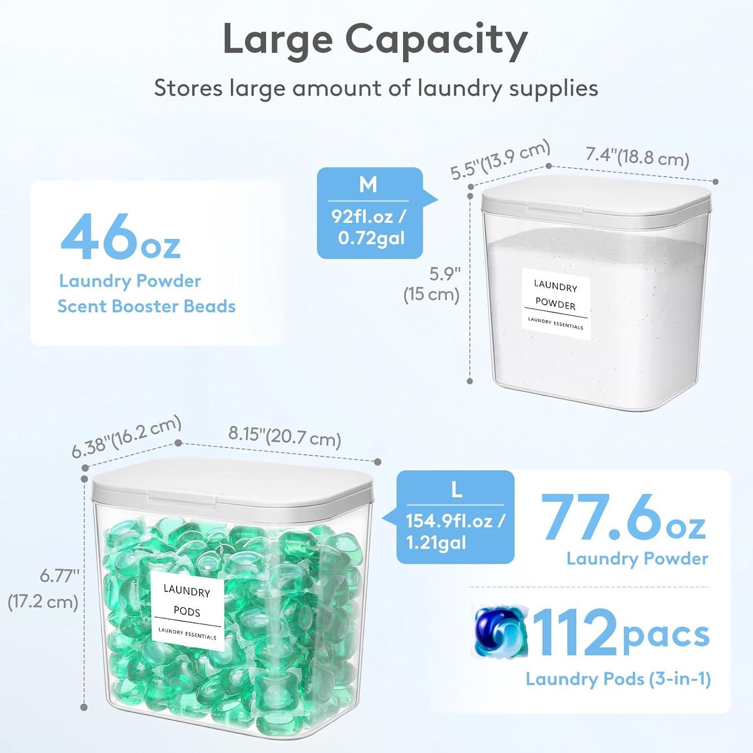 image:imageLifewit Laundry Pods Container with Popup Lid Laundry Room Organization Dryer Sheet Holder for Washing Powder Scent Booster Beads 2700 ml072gal4 Pcs2