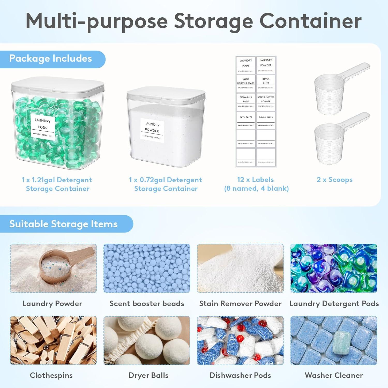 image:imageLifewit Laundry Pods Container with Popup Lid Laundry Room Organization Dryer Sheet Holder for Washing Powder Scent Booster Beads 2700 ml072gal4 Pcs2