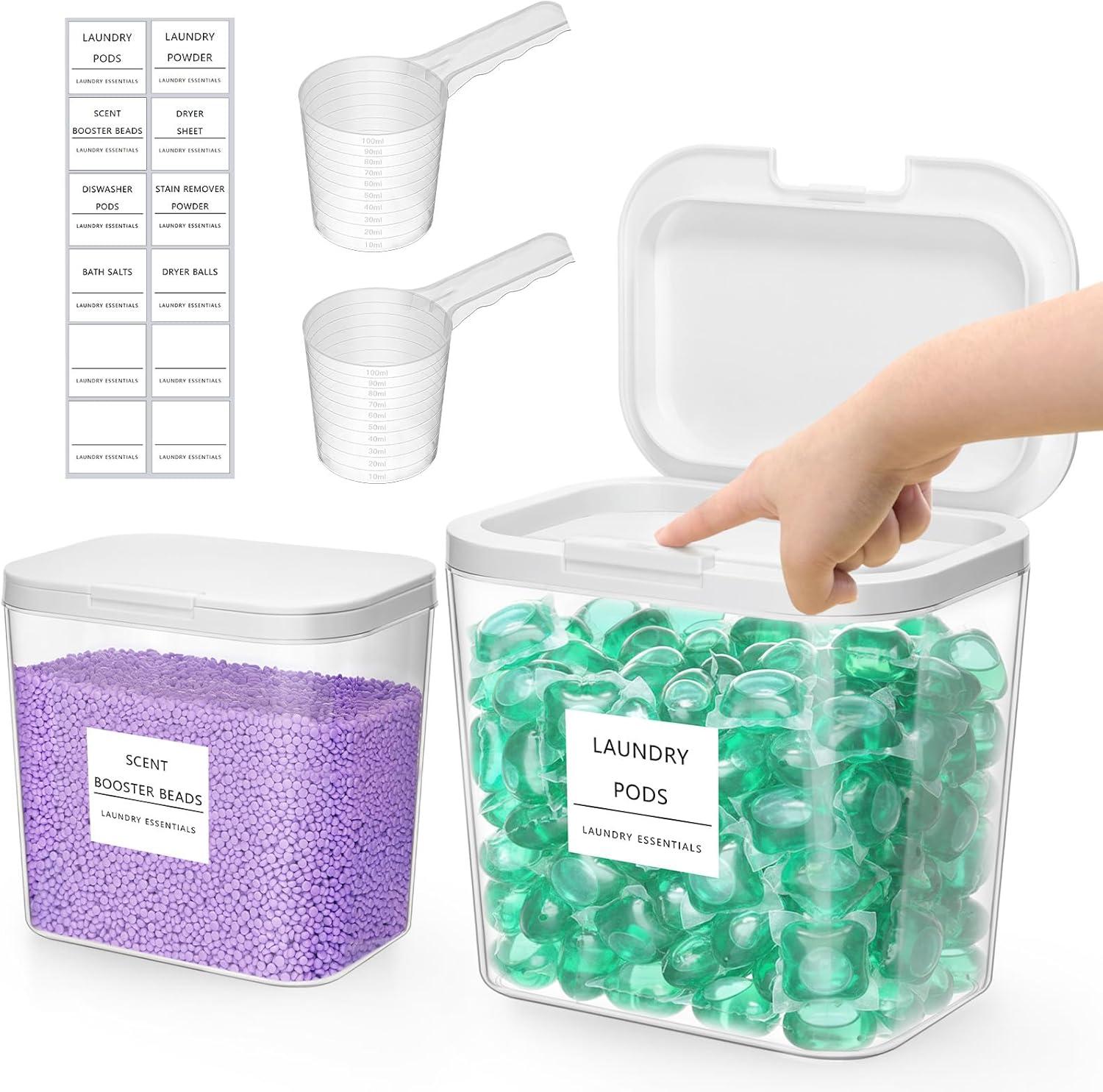 image:imageLifewit Laundry Pods Container with Popup Lid Laundry Room Organization Dryer Sheet Holder for Washing Powder Scent Booster Beads 2700 ml072gal4 Pcs2