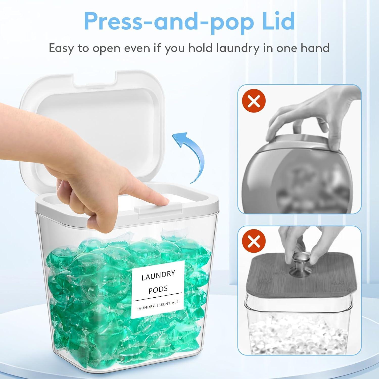 image:imageLifewit Laundry Pods Container with Popup Lid Laundry Room Organization Dryer Sheet Holder for Washing Powder Scent Booster Beads 2700 ml072gal4 Pcs3