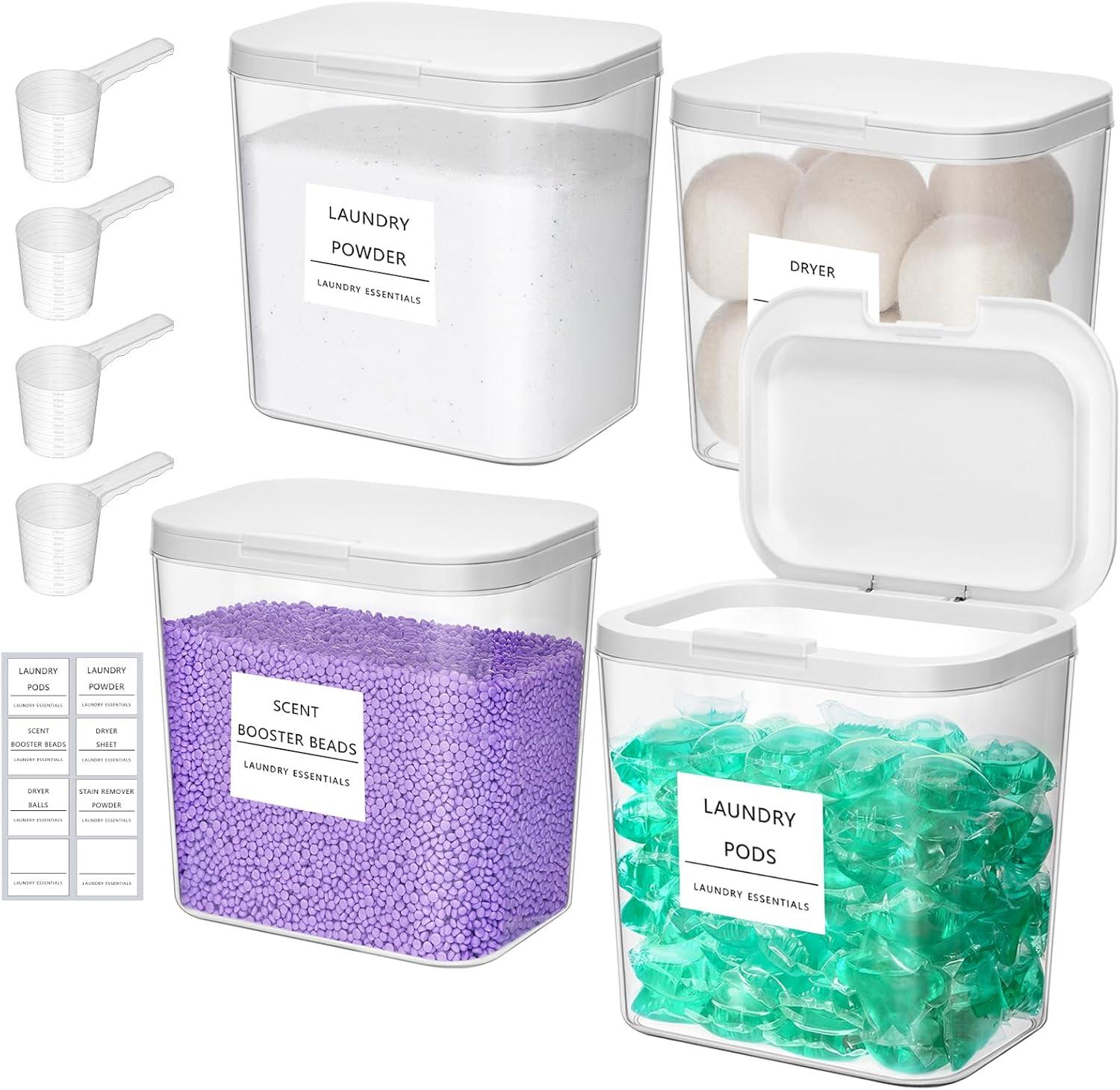 image:imageLifewit Laundry Pods Container with Popup Lid Laundry Room Organization Dryer Sheet Holder for Washing Powder Scent Booster Beads 2700 ml072gal4 Pcs4