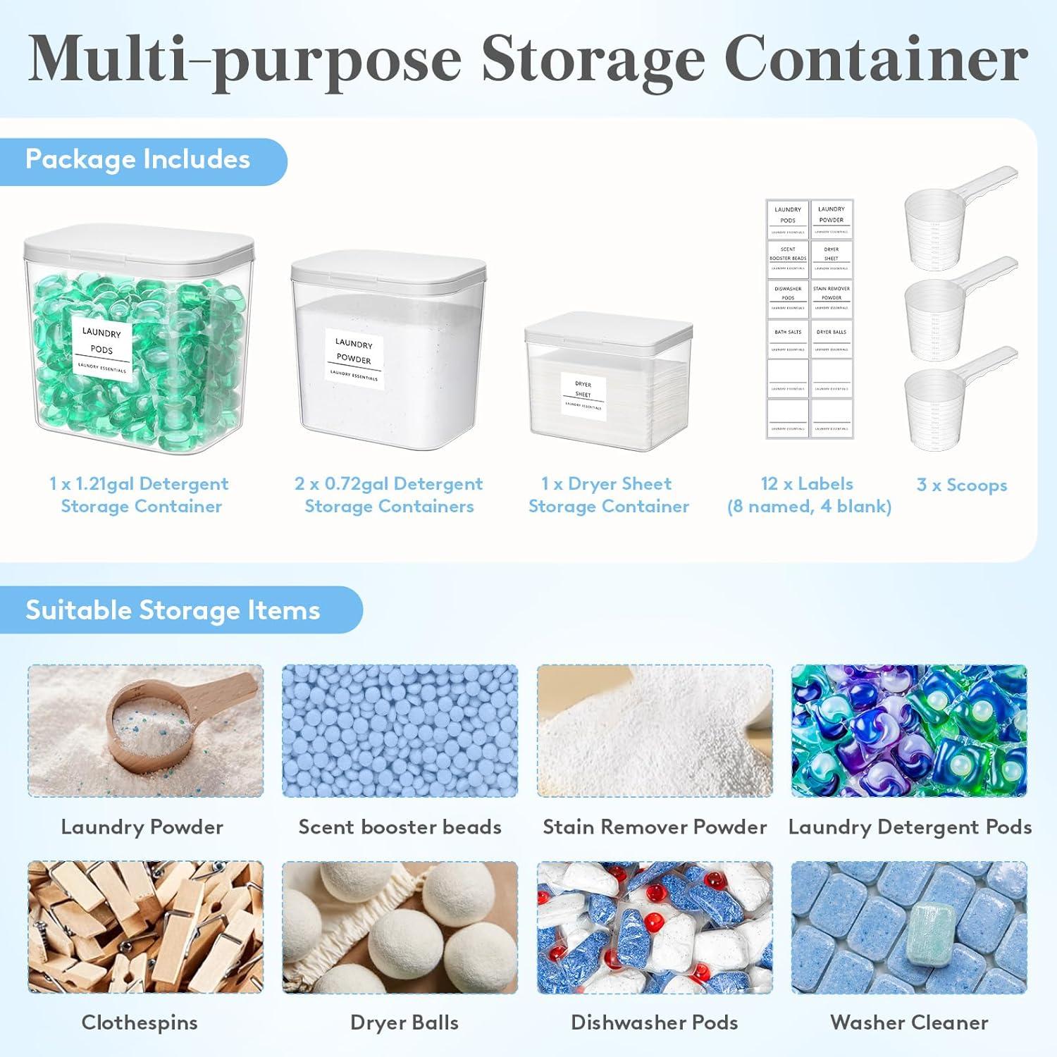 image:imageLifewit Laundry Pods Container with Popup Lid Laundry Room Organization Dryer Sheet Holder for Washing Powder Scent Booster Beads 2700 ml072gal4 Pcs4