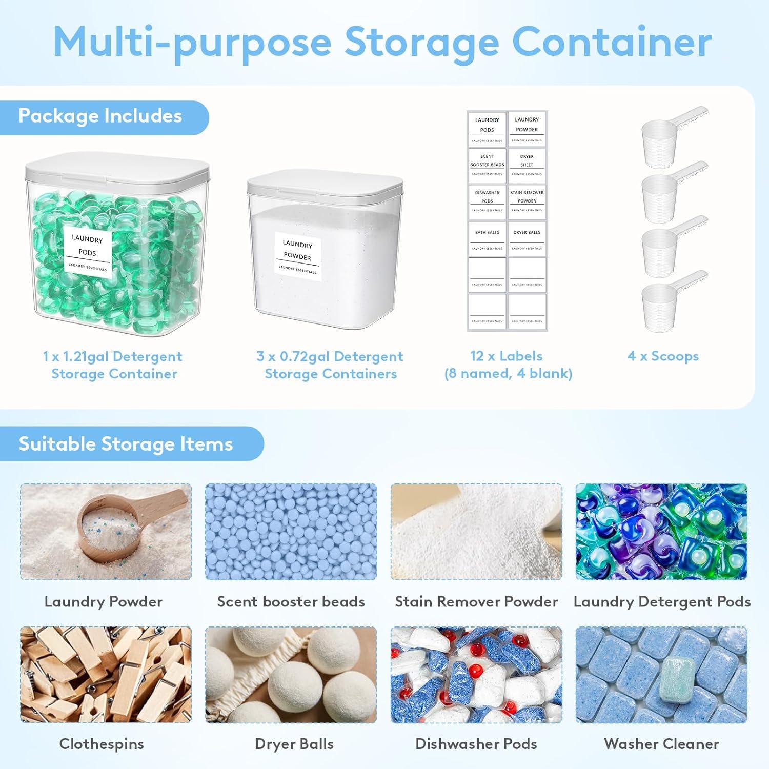 image:imageLifewit Laundry Pods Container with Popup Lid Laundry Room Organization Dryer Sheet Holder for Washing Powder Scent Booster Beads 2700 ml072gal4 Pcs4