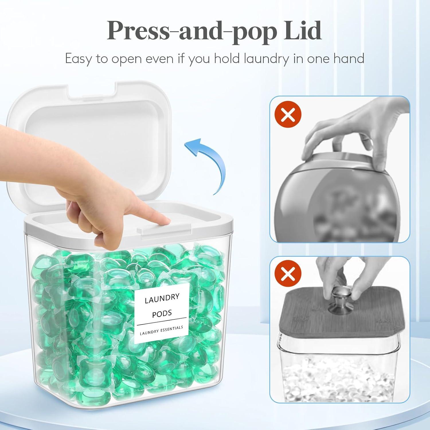 image:imageLifewit Laundry Pods Container with Popup Lid Laundry Room Organization Dryer Sheet Holder for Washing Powder Scent Booster Beads 2700 ml072gal4 Pcs4