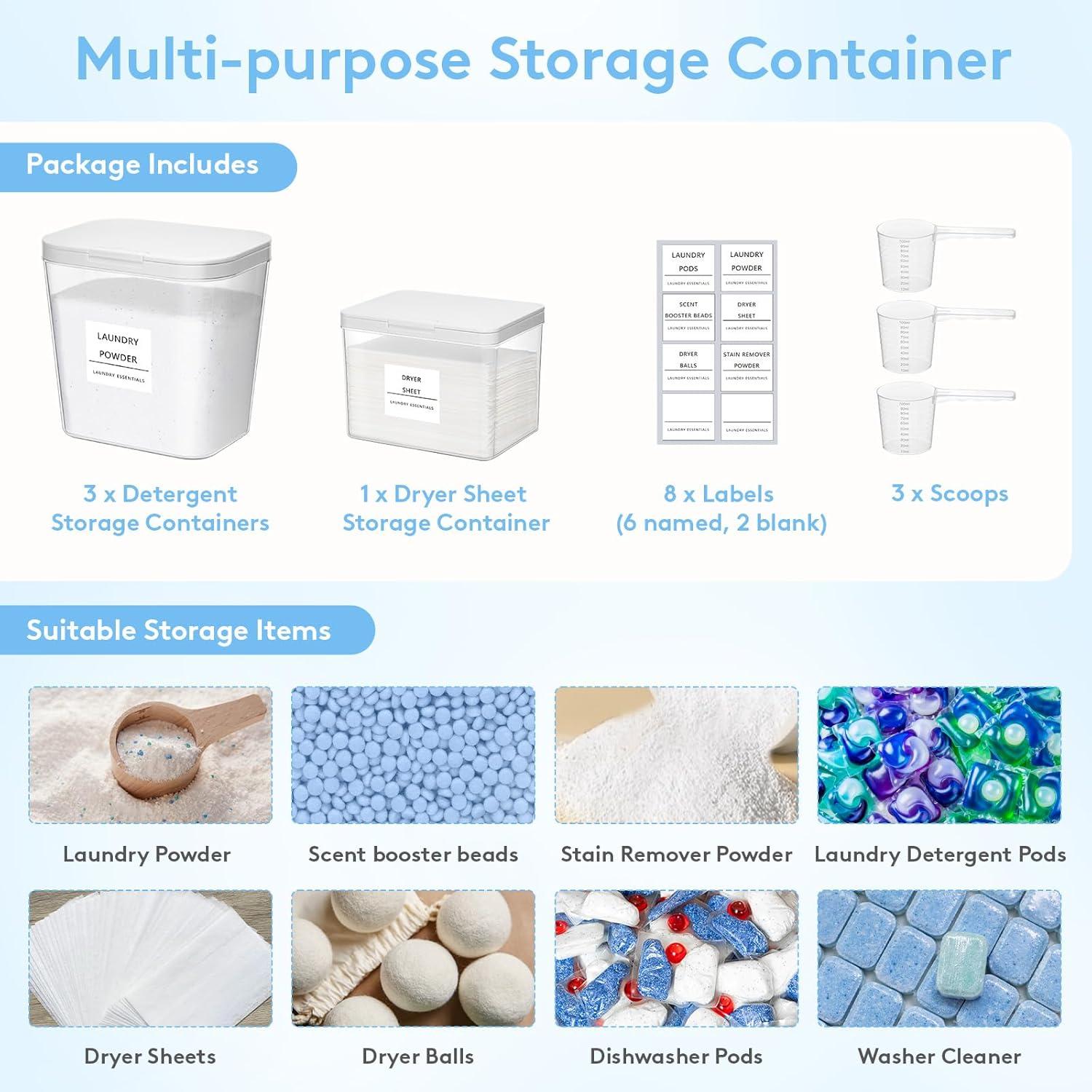 image:imageLifewit Laundry Pods Container with Popup Lid Laundry Room Organization Dryer Sheet Holder for Washing Powder Scent Booster Beads 2700 ml072gal4 Pcs4