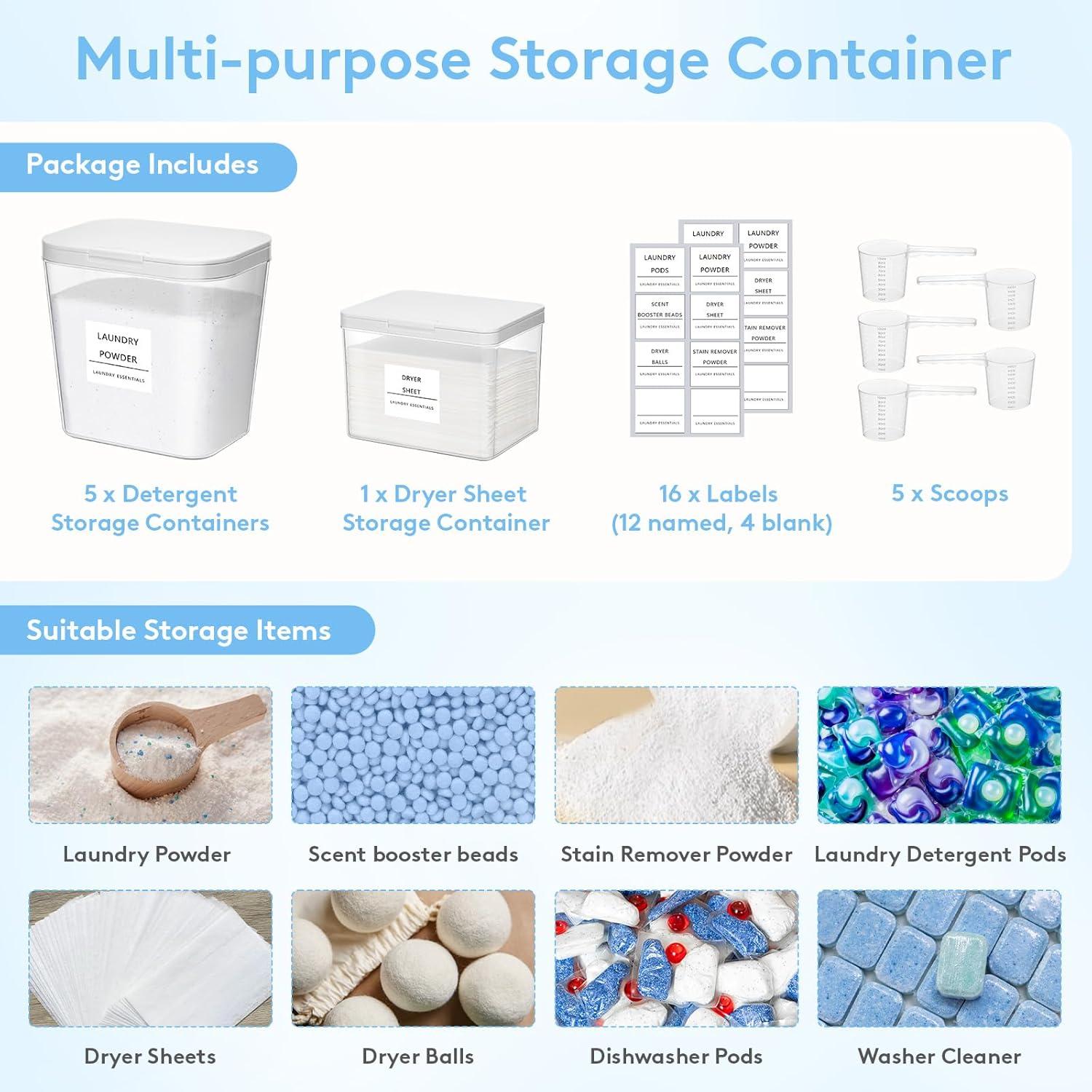 image:imageLifewit Laundry Pods Container with Popup Lid Laundry Room Organization Dryer Sheet Holder for Washing Powder Scent Booster Beads 2700 ml072gal4 Pcs6