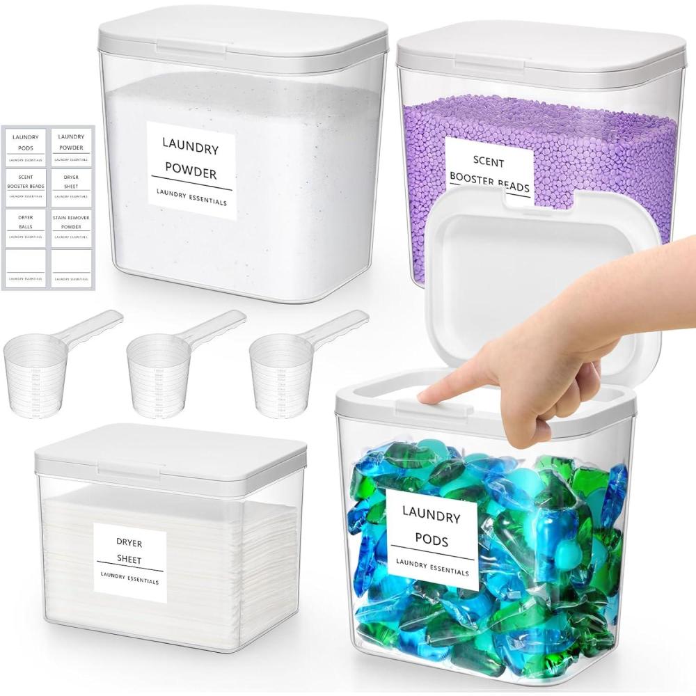 image:imageLifewit Laundry Pods Container with Popup Lid Laundry Room Organization Dryer Sheet Holder for Washing Powder Scent Booster Beads 2700 ml072gal4 Pcs4