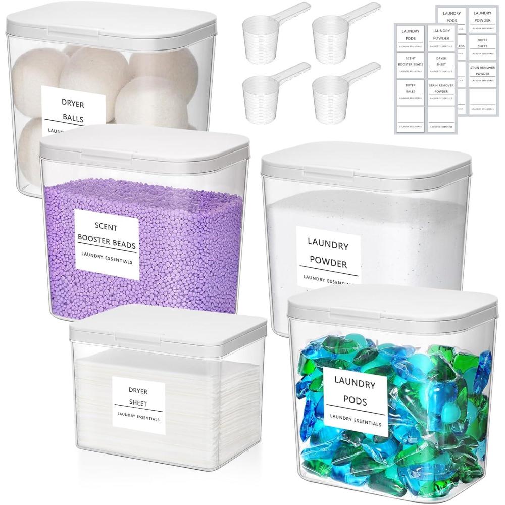 image:imageLifewit Laundry Pods Container with Popup Lid Laundry Room Organization Dryer Sheet Holder for Washing Powder Scent Booster Beads 2700 ml072gal4 Pcs5