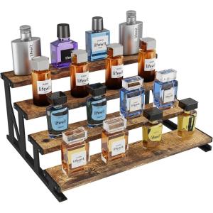 Lifewit Cologne Organizer for Men, Wooden Perfume Stand, Display Riser for Fragrance, Aftershave, Skincare Makeup for Vanity, Bedroom, Bathroom Storage, Rustic Brown, 35 cm/13.9″, 1 Pcs(Rustic Brown)