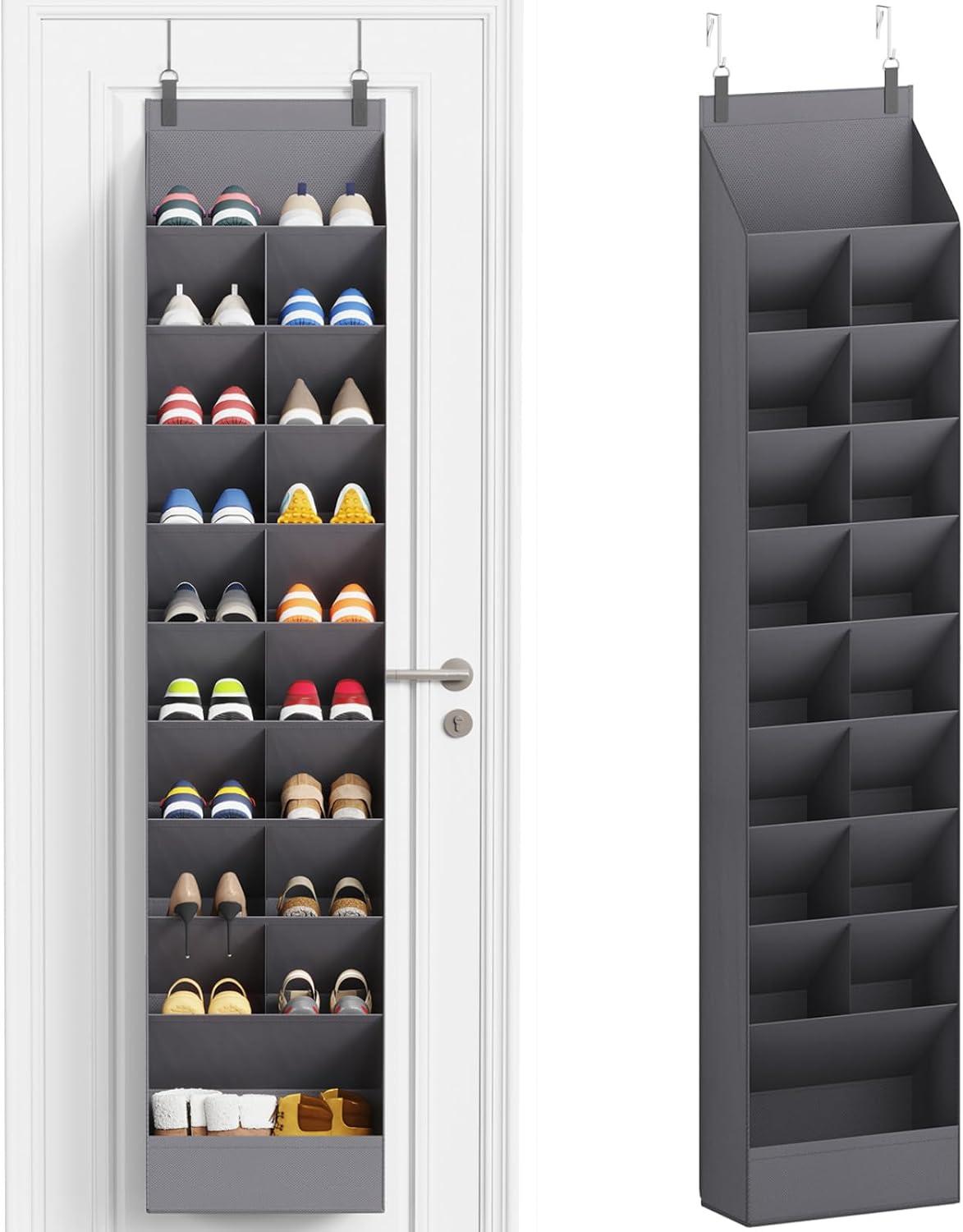 image:imageLifewit 6 Tier Over the Door Shoe Organizer with 11 Large Deep Pockets Fabric Hanging Shoes Shelf for Closet Dorm Storage Fit Up to 12 Pair Shoe Rack Holder for Sneakers Boots GrayGray