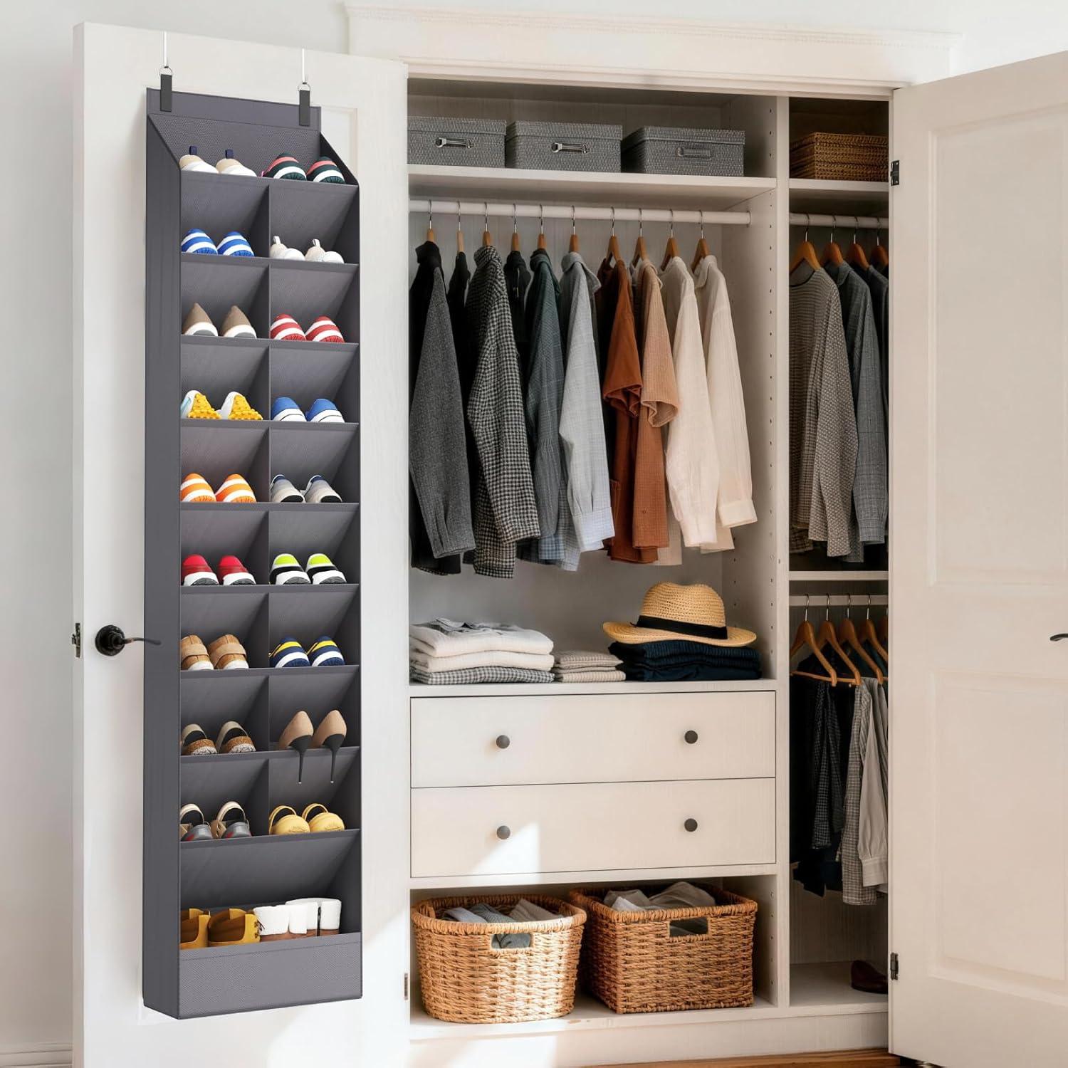 image:imageLifewit 6 Tier Over the Door Shoe Organizer with 11 Large Deep Pockets Fabric Hanging Shoes Shelf for Closet Dorm Storage Fit Up to 12 Pair Shoe Rack Holder for Sneakers Boots GrayGray