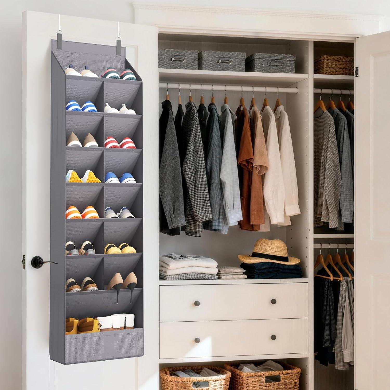 image:imageLifewit 6 Tier Over the Door Shoe Organizer with 11 Large Deep Pockets Fabric Hanging Shoes Shelf for Closet Dorm Storage Fit Up to 12 Pair Shoe Rack Holder for Sneakers Boots GrayGray