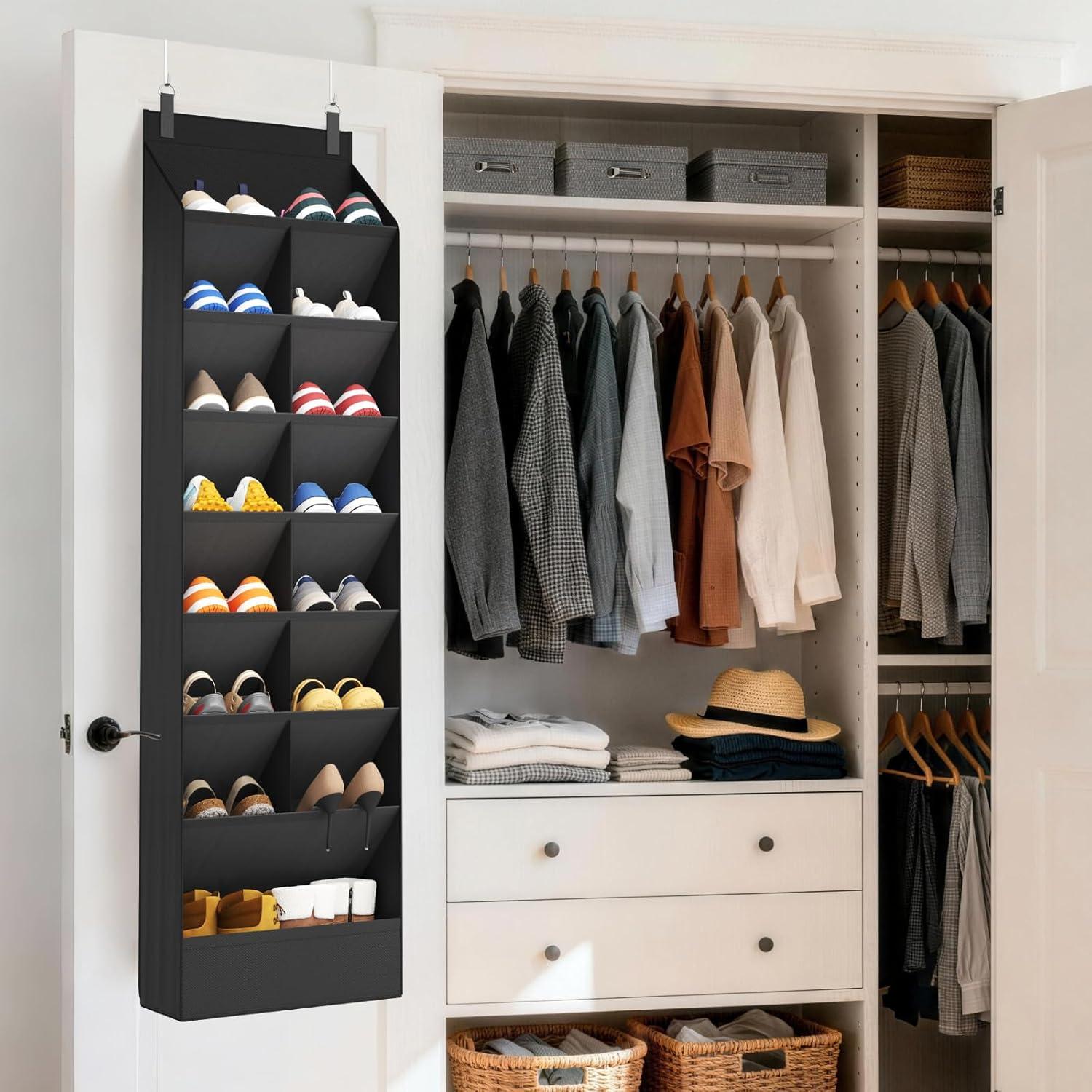 image:imageLifewit 6 Tier Over the Door Shoe Organizer with 11 Large Deep Pockets Fabric Hanging Shoes Shelf for Closet Dorm Storage Fit Up to 12 Pair Shoe Rack Holder for Sneakers Boots GrayBlack