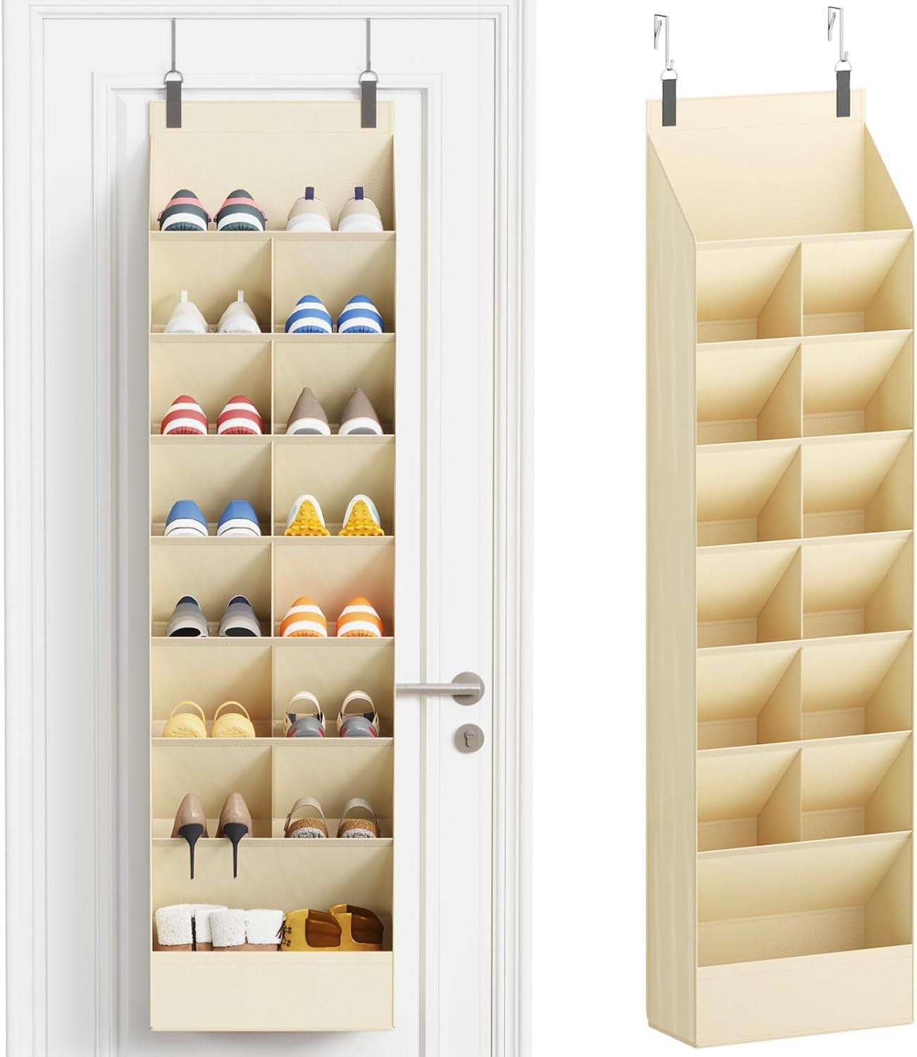 image:imageLifewit 6 Tier Over the Door Shoe Organizer with 11 Large Deep Pockets Fabric Hanging Shoes Shelf for Closet Dorm Storage Fit Up to 12 Pair Shoe Rack Holder for Sneakers Boots GrayBeige