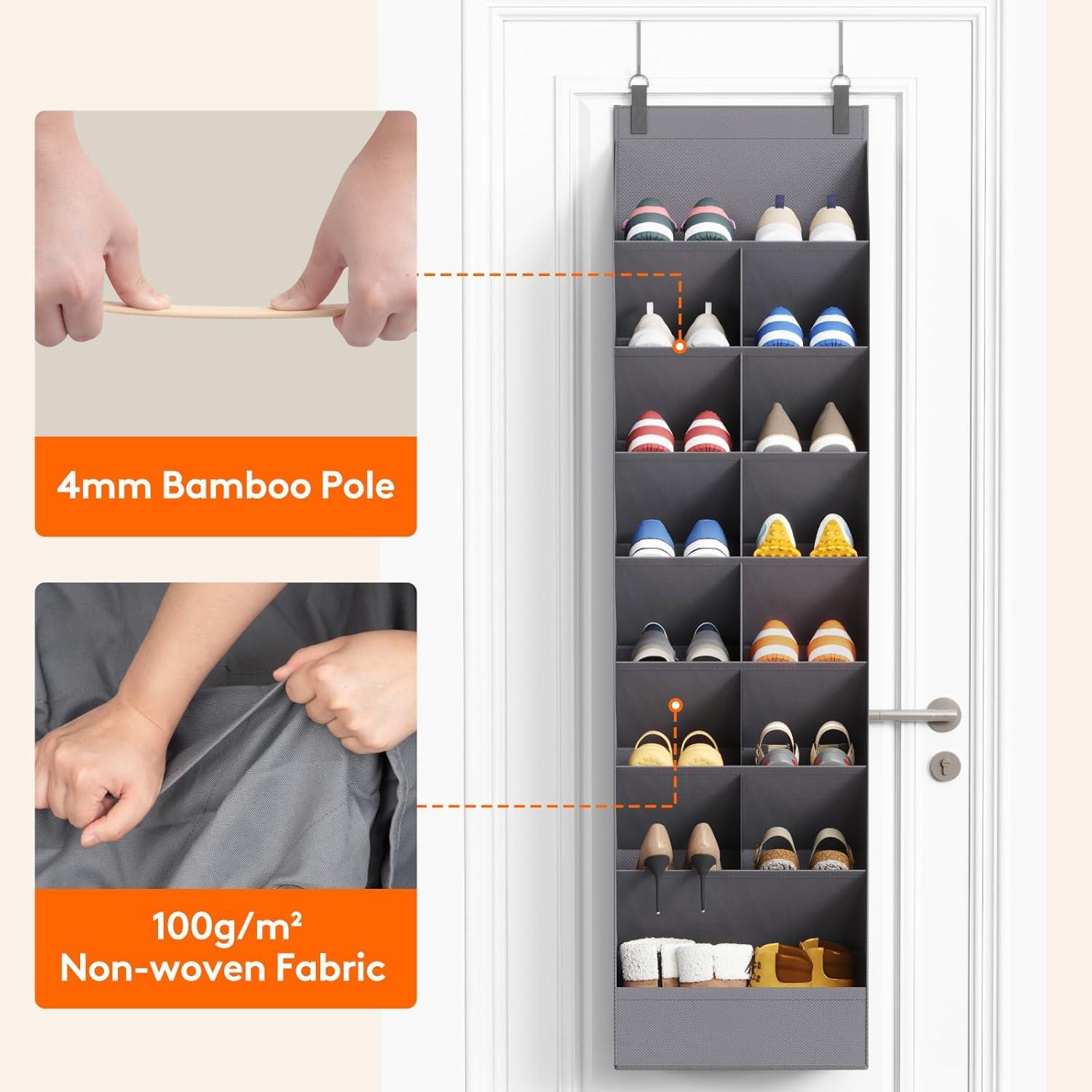image:imageLifewit 6 Tier Over the Door Shoe Organizer with 11 Large Deep Pockets Fabric Hanging Shoes Shelf for Closet Dorm Storage Fit Up to 12 Pair Shoe Rack Holder for Sneakers Boots GrayGray