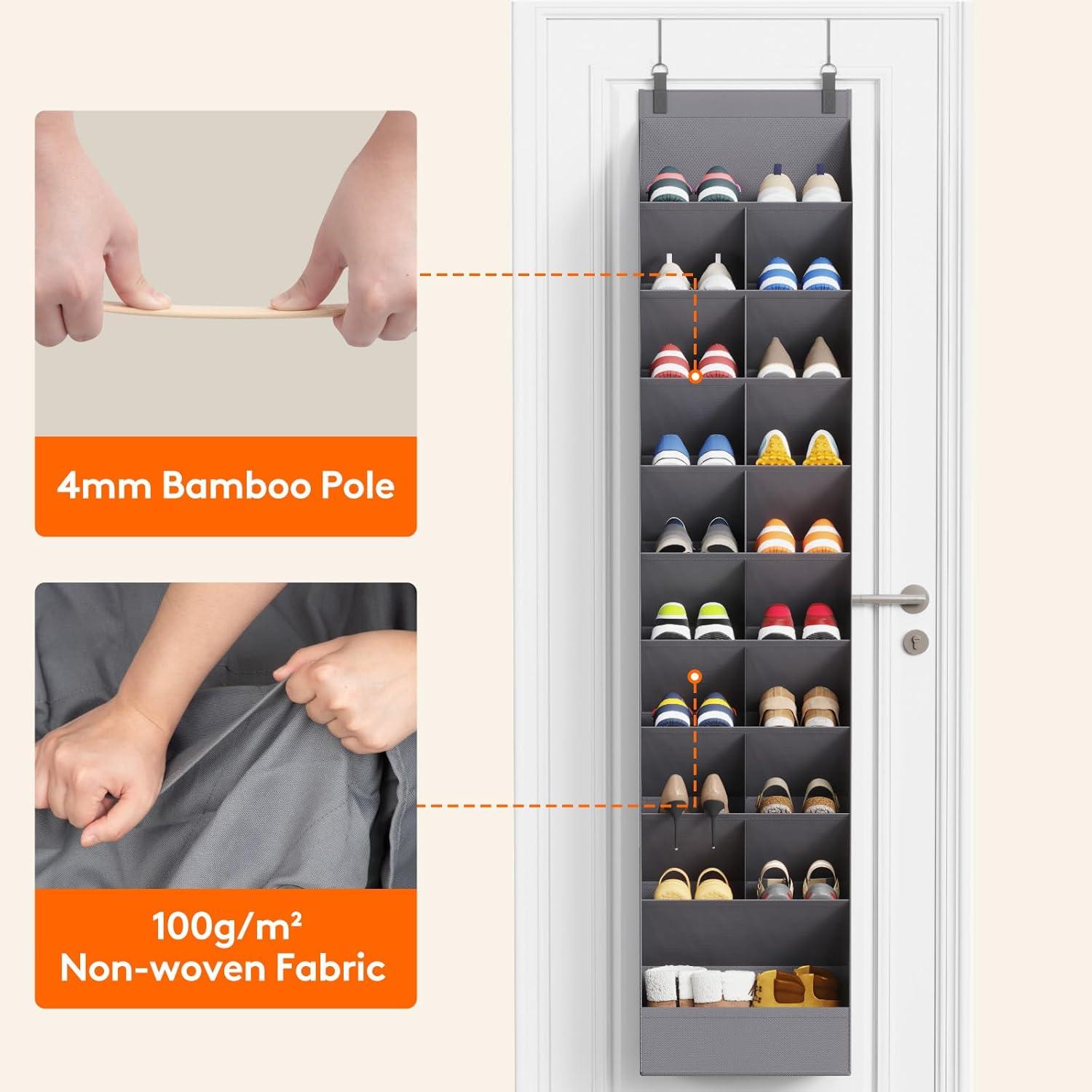 image:imageLifewit 6 Tier Over the Door Shoe Organizer with 11 Large Deep Pockets Fabric Hanging Shoes Shelf for Closet Dorm Storage Fit Up to 12 Pair Shoe Rack Holder for Sneakers Boots GrayGray