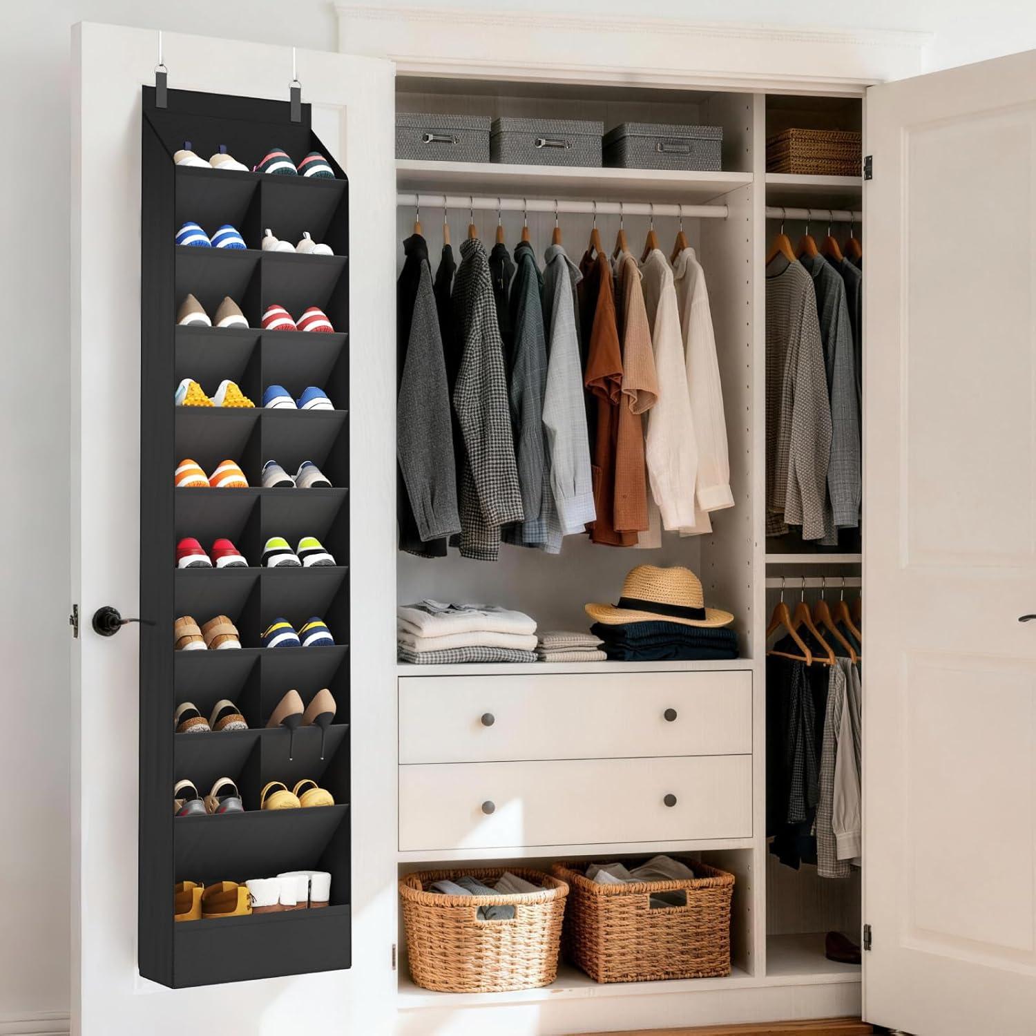image:imageLifewit 6 Tier Over the Door Shoe Organizer with 11 Large Deep Pockets Fabric Hanging Shoes Shelf for Closet Dorm Storage Fit Up to 12 Pair Shoe Rack Holder for Sneakers Boots GrayBlack