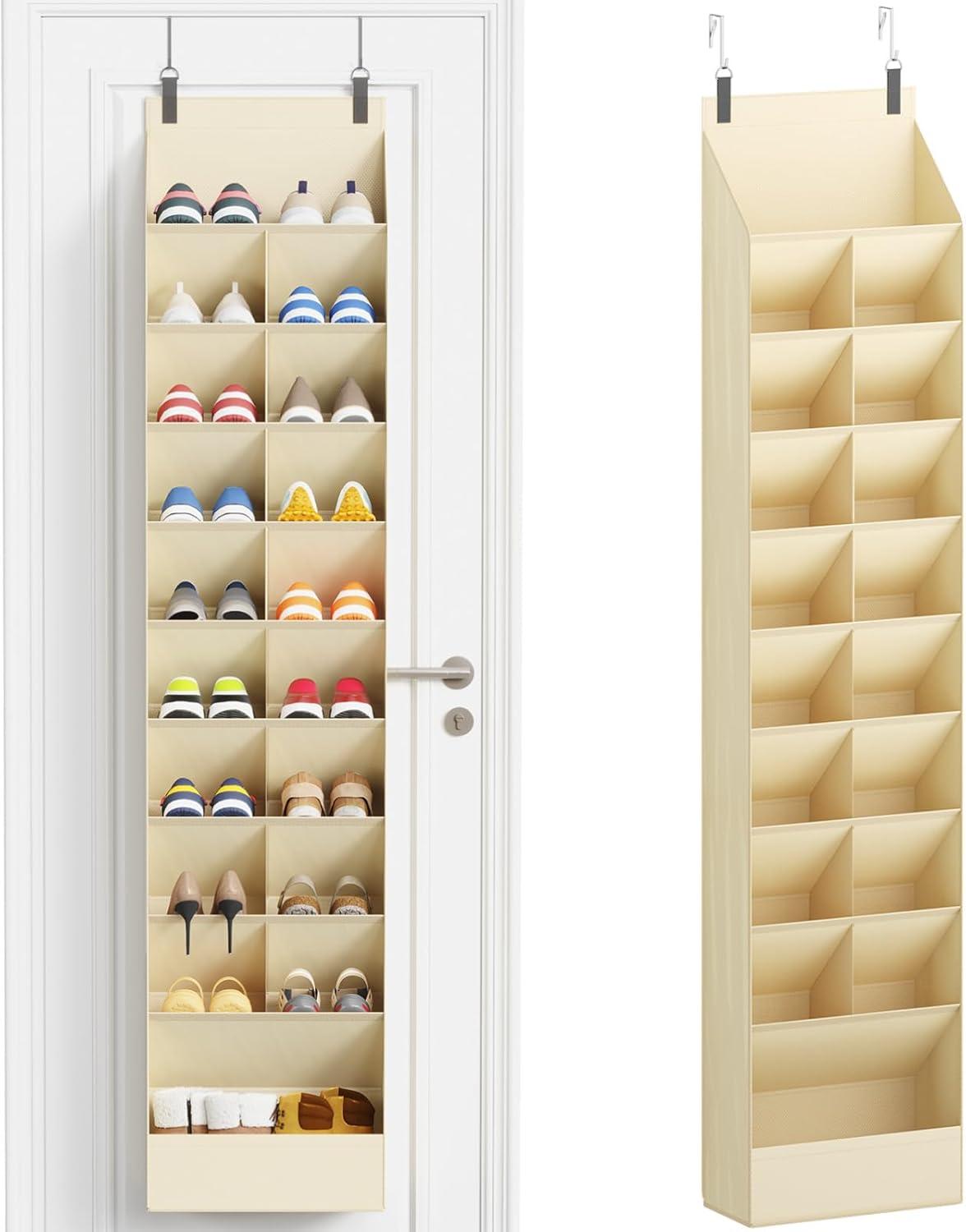image:imageLifewit 6 Tier Over the Door Shoe Organizer with 11 Large Deep Pockets Fabric Hanging Shoes Shelf for Closet Dorm Storage Fit Up to 12 Pair Shoe Rack Holder for Sneakers Boots GrayBeige