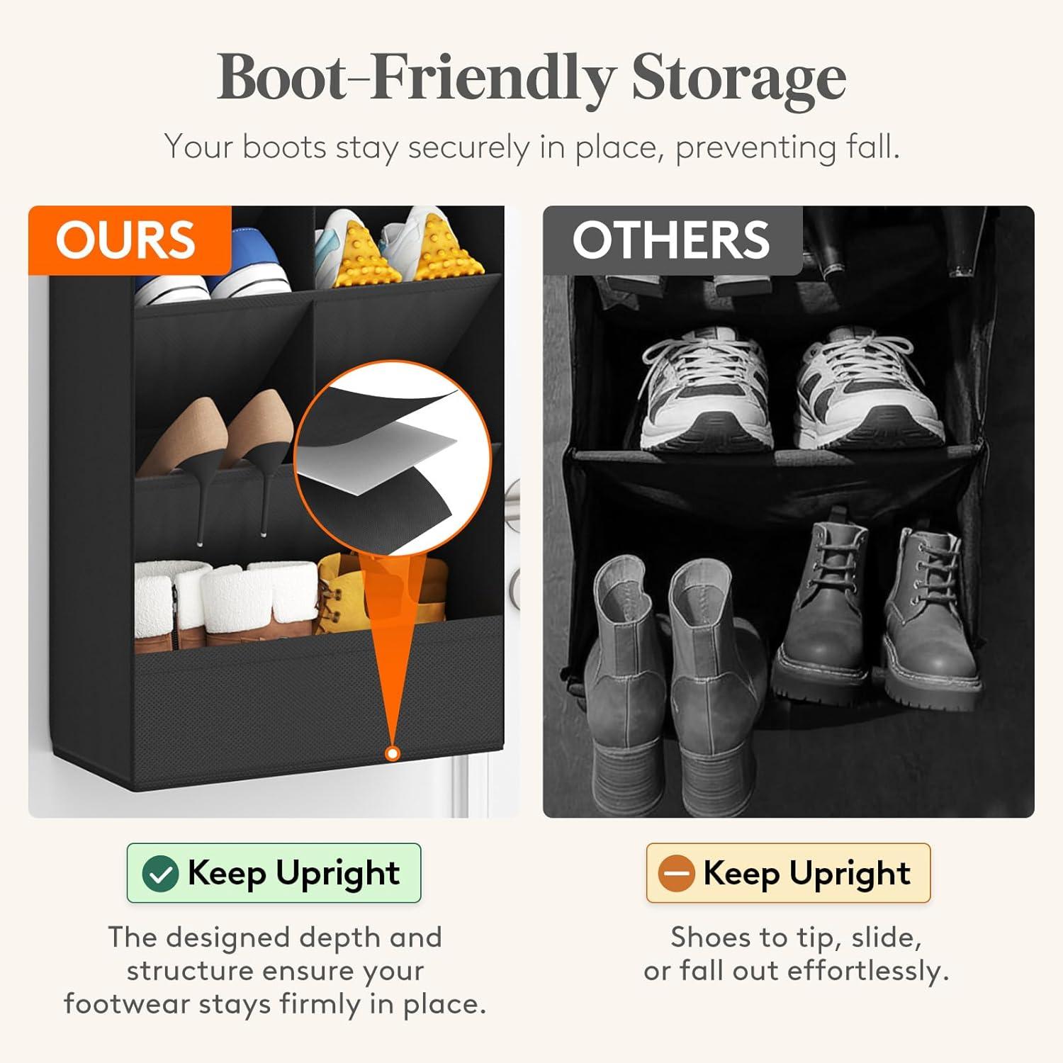 image:imageLifewit 6 Tier Over the Door Shoe Organizer with 11 Large Deep Pockets Fabric Hanging Shoes Shelf for Closet Dorm Storage Fit Up to 12 Pair Shoe Rack Holder for Sneakers Boots GrayBlack