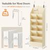 Lifewit 6 Tier Over the Door Shoe Organizer with 11 Large Deep Pockets, Fabric Hanging Shoes Shelf for Closet, Dorm Storage, Fit Up to 12 Pair Shoe Rack Holder for Sneakers, Boots, Gray(Beige)