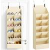 Lifewit 6 Tier Over the Door Shoe Organizer with 11 Large Deep Pockets, Fabric Hanging Shoes Shelf for Closet, Dorm Storage, Fit Up to 12 Pair Shoe Rack Holder for Sneakers, Boots, Gray(Beige)