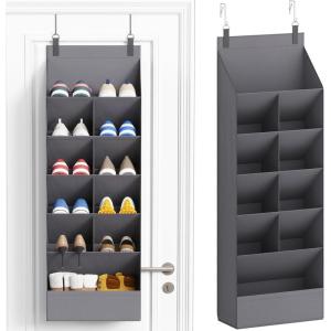Lifewit 6 Tier Over the Door Shoe Organizer with 11 Large Deep Pockets, Fabric Hanging Shoes Shelf for Closet, Dorm Storage, Fit Up to 12 Pair Shoe Rack Holder for Sneakers, Boots, Gray(Gray)