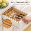 Lifewit Silverware Drawer Organizer, Utensil Tray for Kitchen, Flatware and Cutlery Holder, Storage for Spoons Forks Knives, 8.6 x 12.5″, Natural(6.7″W x 12″D)