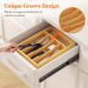 Lifewit Silverware Drawer Organizer, Utensil Tray for Kitchen, Flatware and Cutlery Holder, Storage for Spoons Forks Knives, 8.6 x 12.5″, Natural(8.6”W x 12.5”D)