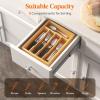 Lifewit Silverware Drawer Organizer, Utensil Tray for Kitchen, Flatware and Cutlery Holder, Storage for Spoons Forks Knives, 8.6 x 12.5″, Natural(8.6”W x 12.5”D)